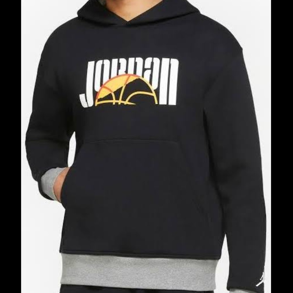 Men’s Air Jordan Pullover Hoodie Sport DNA HBR Fleece Black / Gray Size XL NEW
